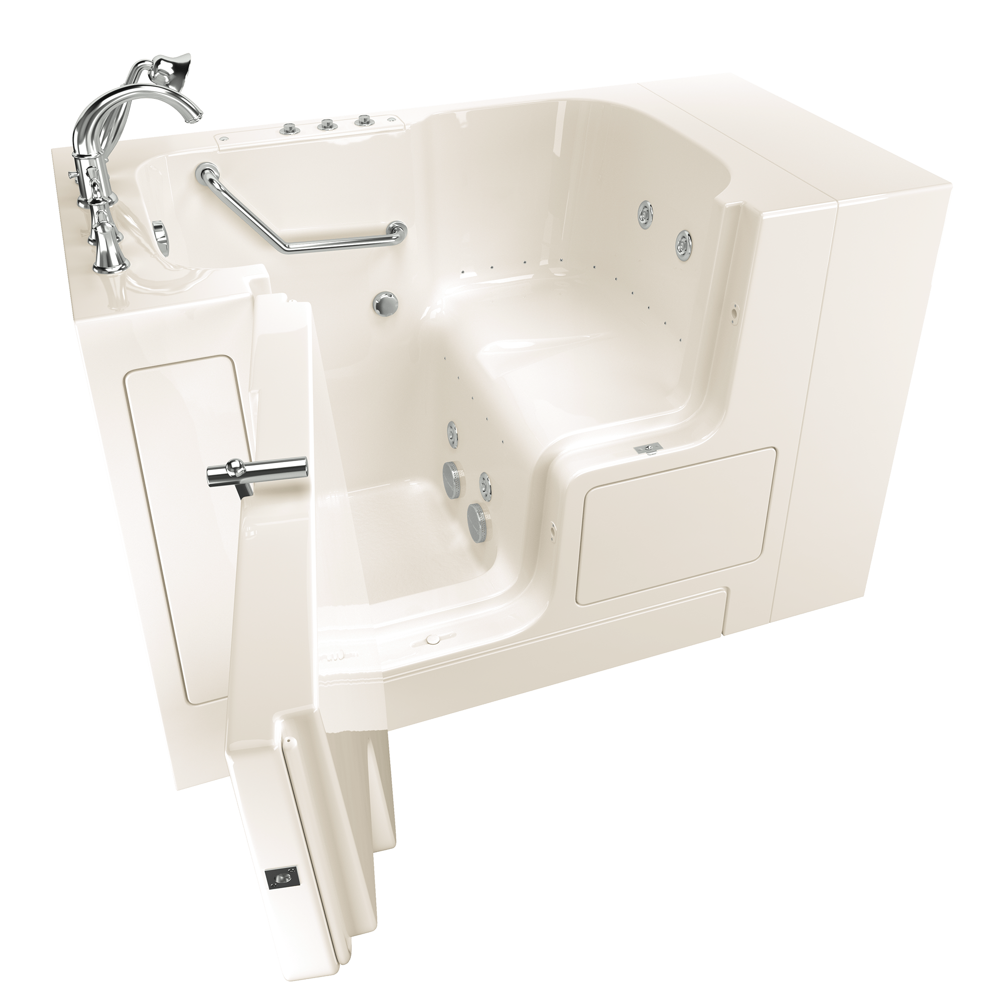 Gelcoat Value Series 32 x 52  Inch Walk in Tub With Combination Air Spa and Whirlpool Systems   Left Hand Drain With Faucet WIB LINEN